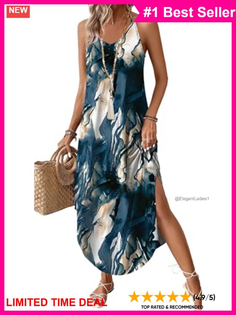 Womens Halter Maxi Dress Floral Summer Beach Vacation Sundress
